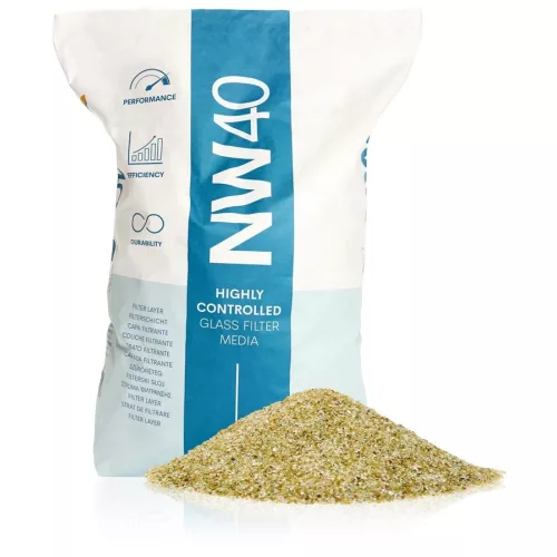 Üveg szűrőtöltet, Nature Works NW40, 0, 6-1, 2 mm, újrahasznosított zöld üveg, antibakteriális, biofilmmentes, medence szűrőkhöz, 20 kg (AS-033111)