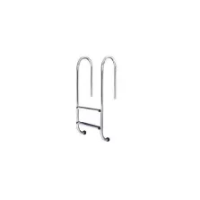   Medence létra, AISI304, kis ívű, 2 fokos, ezüst, rozsdamentes acél, csúszásmentes, ergonomikus (AS-110002)