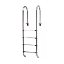   Medence létra, AISI304, kis ívű, 4 fokos, ezüst, rozsdamentes acél, csúszásmentes, ergonomikus (AS-110004)