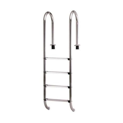Medence létra, AISI304, kis ívű, 4 fokos, ezüst, rozsdamentes acél, csúszásmentes, ergonomikus