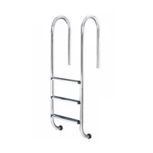   Medence létra, AISI316, kis ívű, 3 fokos, ezüst, rozsdamentes acél, csúszásmentes, ergonomikus (AS-110013)