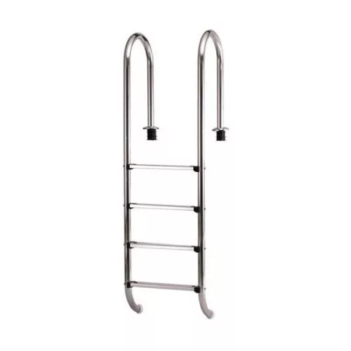 Medence létra, AISI316, kis ívű, 4 fokos, ezüst, rozsdamentes acél, csúszásmentes, ergonomikus (AS-110014)