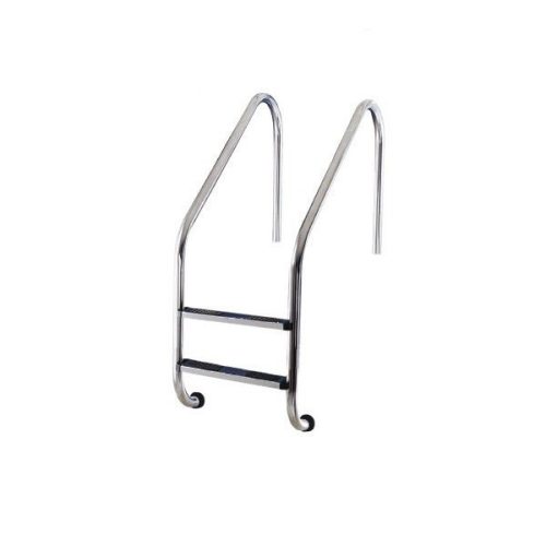 Medence létra, AISI304, nagy ívű, 2 fokos, ezüst, rozsdamentes acél, csúszásmentes, ergonomikus