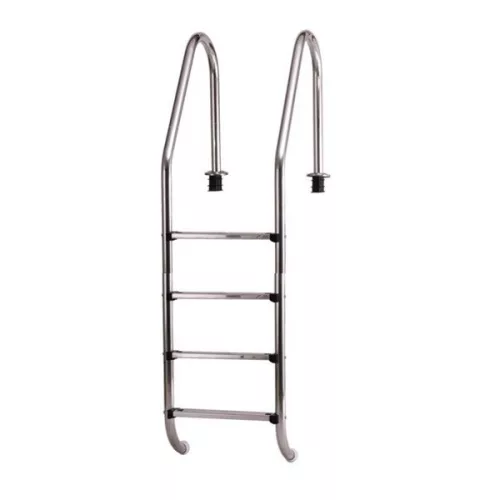 Medence létra, AISI304, nagy ívű, 4 fokos, ezüst, rozsdamentes acél, csúszásmentes, ergonomikus (AS-111004)