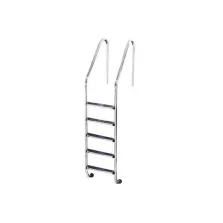   Medence létra, AISI304, nagy ívű, 5 fokos, ezüst, rozsdamentes acél, csúszásmentes, ergonomikus (AS-111005)
