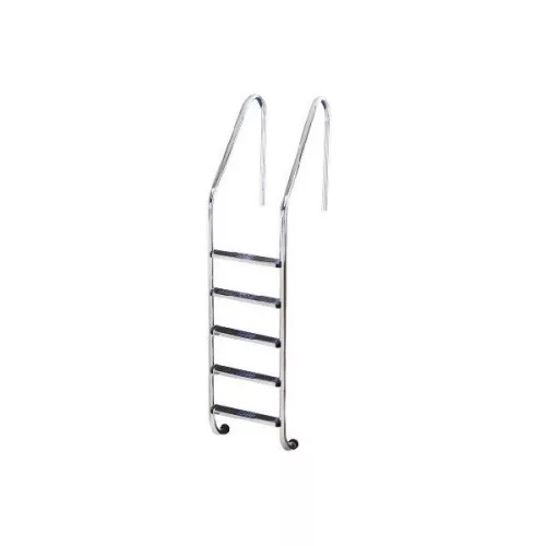 Medence létra, AISI304, nagy ívű, 5 fokos, ezüst, rozsdamentes acél, csúszásmentes, ergonomikus (AS-111005)
