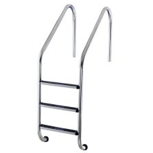   Medence létra, AISI316, nagy ívű, 3 fokos, ezüst, rozsdamentes acél, csúszásmentes, ergonomikus