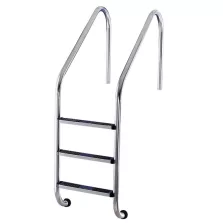   Medence létra, AISI316, nagy ívű, 3 fokos, ezüst, rozsdamentes acél, csúszásmentes, ergonomikus (AS-111013)