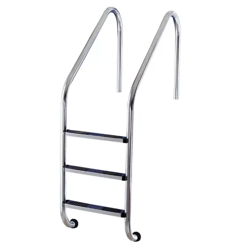 Medence létra, AISI316, nagy ívű, 3 fokos, ezüst, rozsdamentes acél, csúszásmentes, ergonomikus (AS-111013)
