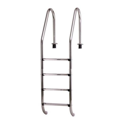 Medence létra, AISI316, nagy ívű, 4 fokos, ezüst, rozsdamentes acél, csúszásmentes, ergonomikus