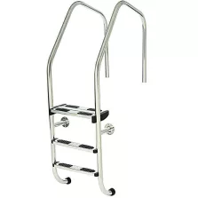   Medence létra, AISI304, extra nagy ívű, 3 fokos, ezüst, rozsdamentes acél, csúszásmentes, ergonomikus (AS-113013)