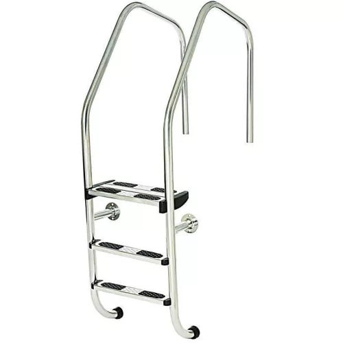 Medence létra, AISI304, extra nagy ívű, 3 fokos, ezüst, rozsdamentes acél, csúszásmentes, ergonomikus (AS-113013)