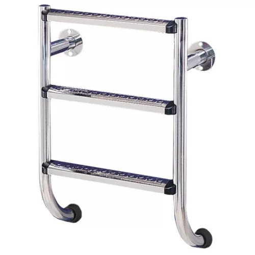 Medence létra, AISI316, osztott, 2 fokos, ezüst, rozsdamentes acél, csavarozható, műanyag rögzítőelemek