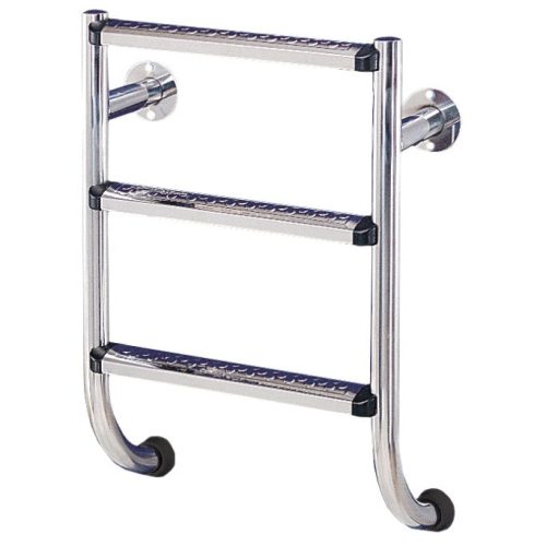 Medence létra, AISI316, osztott, 4 fokos, ezüst, rozsdamentes acél, csavarozható, műanyag rögzítőelemek