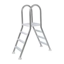   Medence létra, AISI316, kétágú, 3+3 fokos, 1 m, ezüst, rozsdamentes acél, csavarozható, műanyag rögzítőelemek (AS-118000)