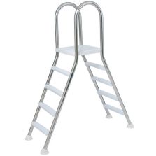   Medence létra, AISI316, kétágú, 4+4 fokos, 1,2 m, ezüst, rozsdamentes acél, csavarozható, műanyag rögzítőelemek