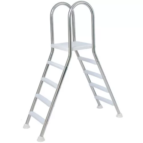 Medence létra, AISI316, kétágú, 4+4 fokos, 1, 2 m, ezüst, rozsdamentes acél, csavarozható, műanyag rögzítőelemek (AS-118001)