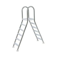   Medence létra, AISI316, kétágú, 5+5 fokos, 1,5 m, ezüst, rozsdamentes acél, csavarozható, műanyag rögzítőelemek