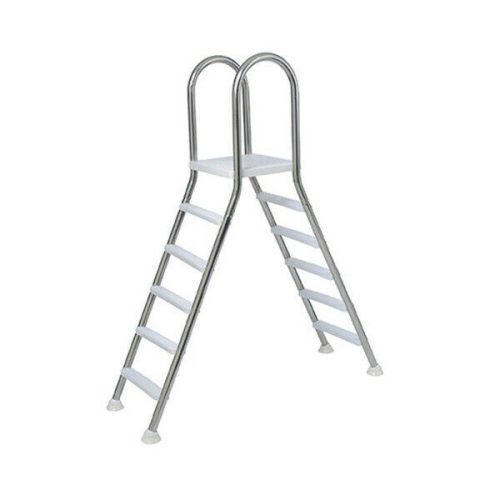 Medence létra, AISI316, kétágú, 5+5 fokos, 1,5 m, ezüst, rozsdamentes acél, csavarozható, műanyag rögzítőelemek