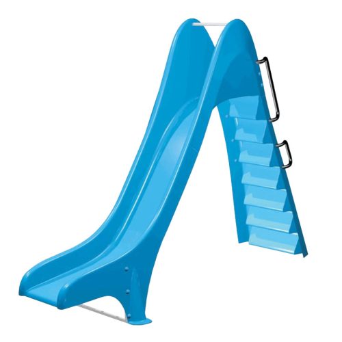 Medence csúszda, egyenes, lépcsős kivitel, 1,75 m, vízköpős nedvesítés, csúszásmentes lépcsők, alumínium fogantyúk, UV-álló üvegszálas kivitel