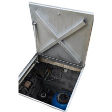   Aknafedlap, 700 x 700 mm, teleszkópos, AISI 304 rozsdamentes acél, burkolható, 65 mm tálcamélység