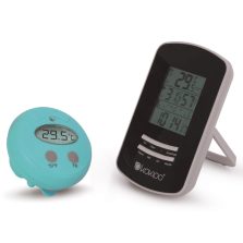   Medence hőmérő, Therm'O, digitális kijelző, vezeték nélküli, lebegő érzékelő, beltéri egység, hőmérséklet és páratartalom mérés, 30 m hatótáv