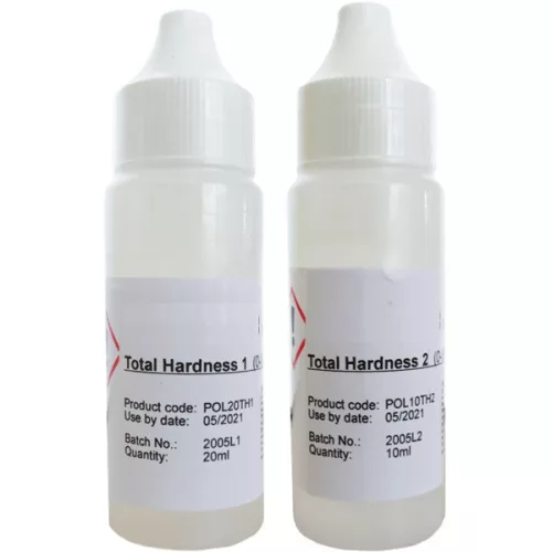 Pótreagens indikátor Teljes keménység ellenőrző folyadék, Teljes vízkeménység méréshez, fotométer vízelemzőhöz, TH1 + TH2, 20 + 10 ml / csomag