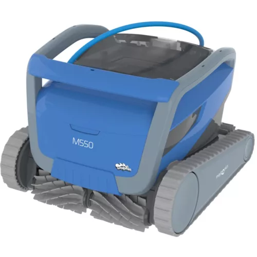 Medencetisztító robot, Dolphin M550, teljes medencetisztítás (padló, fal és vízvonal tisztítás), MyDolphin Plus applikáció vezérlés, Dual Drive navigáció, többrétegű szűrőrendszer, 19 m³/h szívóteljesítmény