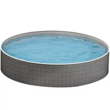   Fémpalástos medence, Azuro, szürke, 4,6 x 1,2 m, kör alakú, rattan mintás, szűrő nélkül, horganyzott acéllemez, 7 rétegű, fóliavastagság 0,5 mm