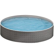   Fémpalástos medence, Azuro, szürke, 5,0 x 1,2 m, kör alakú, rattan mintás, szűrő nélkül, horganyzott acéllemez, 7 rétegű, fóliavastagság 0,5 mm