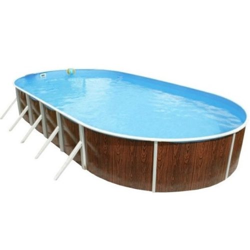 Azuro oval Wood ovális fémpalástos medence, szűrő nélkül, fa minta, D910 x 460 x 120 cm, barna