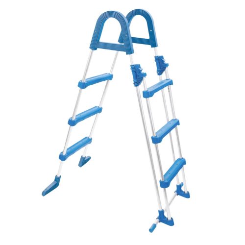 Medence létra, Azuro és Ibiza medencékhez, kétágú 3+3 fokos, 91 cm, szürke, horganyzott acél, műanyag lépcsőfokokkal