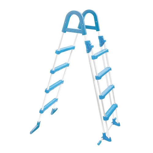 Medence létra, Azuro és Ibiza medencékhez, kétágú 4+4 fokos, 120 cm, szürke, horganyzott acél, műanyag lépcsőfokokkal