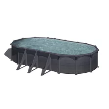   Gre graphite ovális fémpalástos medence szett, vízforgatóval és létrával, 610 x 375 x 120 cm