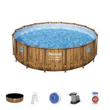   BESTWAY Power Steel Vista csővázas medence szett, 488 x 122 cm, papírszűrős, létrával, ChemConnect adagolóval, takaróponyvával (56725)