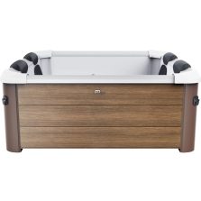   Jakuzzi, MSpa Frame Amber Aero PLUS, 6 személyes, 1150 l, 180 × 180 × 65 cm, duál masszázsrendszer, LED világítás, UVC fertőtlenítés, fa hatású burkolat