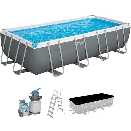 BESTWAY Power Steel csővázas medence szett, 549 × 274 × 122 cm, homokszűrős, létrával, takaróponyvával (56466)