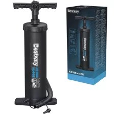   Kézi pumpa, BESTWAY, fekete, 3,5 l/ciklus, 48 cm, dugattyús, felfújás és leeresztés funkció, 3 cserélhető fúvóka, rugalmas tömlővel (62030)