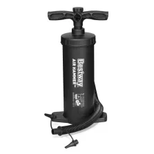   Kézi pumpa, BESTWAY, fekete, 2,8 l/ciklus, 37 cm, dugattyús, felfújás és leeresztés funkció, 3 cserélhető fúvóka, rugalmas tömlővel (62086)