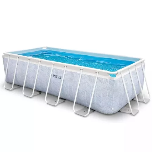 INTEX MetalPrism Set Chevron négyszögletű medence 400 x 200 x 100 cm (26780)