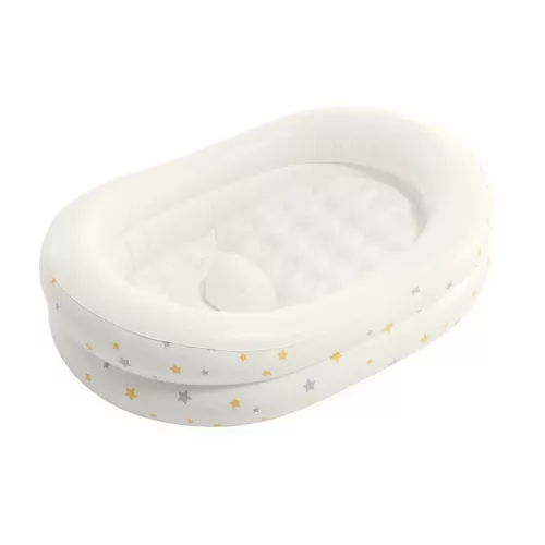 Felfújható babafürdető, Intex, csillagos, 89 x 66 x 25 cm, fehér, puha felfújható kialakítás, csúszásgátló támasztó dudorral, kézi pumpával (48523)