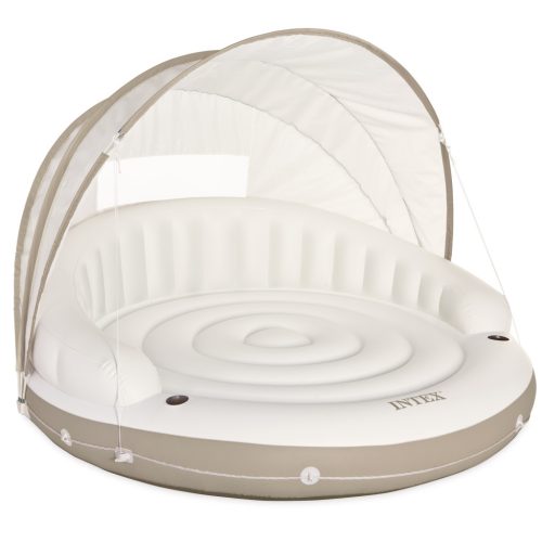 Úszó sziget, Intex Canopy, 199 x 150 cm, felfújható, levehető napellenzővel, kétszemélyes, pohártartókkal, körbefutó kapaszkodókötéllel, 200 kg teherbírással (58292)