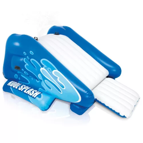 Felfújható vízicsúszda, Intex Kool Splash, 333 × 206 × 117 cm, kék, hullámos kialakítású, locsolótömlőre csatlakoztatható, fogantyúkkal (58849)