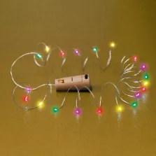   Home MLD 20/M micro LED-es fényfüzér, 2 m / 20 db színes micro LED, állófényű, átlátszó vezeték, gombelemes, beltéri kivitel