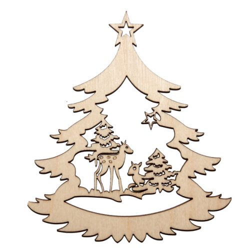 Fa karácsonyfadísz - őzikék 5db