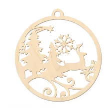 Fa karácsonyfadísz - szarvas 5db