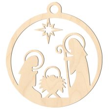 Fa karácsonyfadísz – jászol 5db