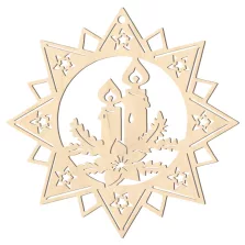 Fa karácsonyfadísz – Csillag gyertyával 5db