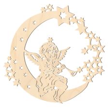 Fa karácsonyfadísz – Zenélő angyal Holdon 5db