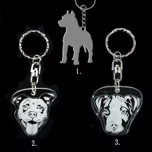 Plexi kulcstartó - Pitbull kutya fej